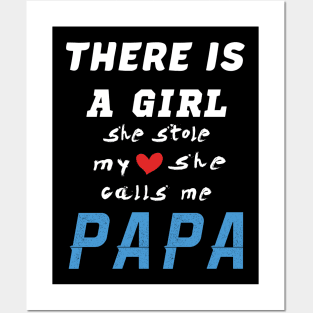 Papa Gifts Shirts from Granddaughter, She Stole My Heart Posters and Art